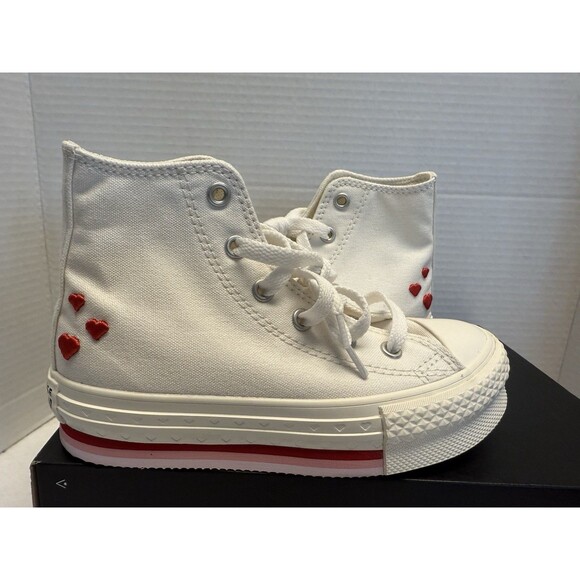 Converse Chuck Taylor All-star Lift W/Hearts Platform High-Top Sneakers Sz 13 NW - Picture 3 of 10